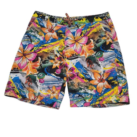 Robert Graham Board Shorts Swim Trunks Floral Hawaii Surf Pockets Lining Beach - Picture 1 of 14